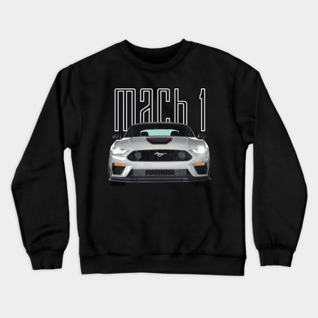 MACH 1 Mustang GT 5.0L V8 Performance Car Fighter Jet Gray STANCE Crewneck Sweatshirt by cowtown_cowboy